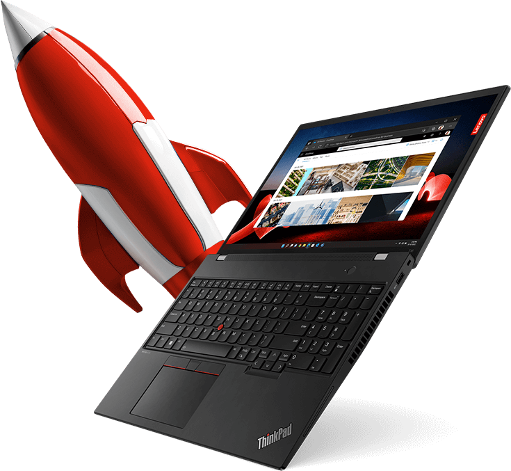 HP ThinkPad mit Rakete als Symbol zum Thema Startup